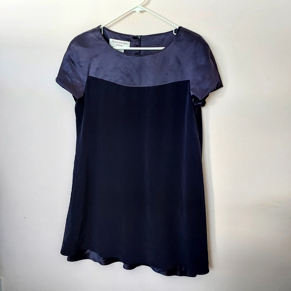 Jones New York Navy Blue Jewel Tone lined dress size 14 Party Holiday Fancy